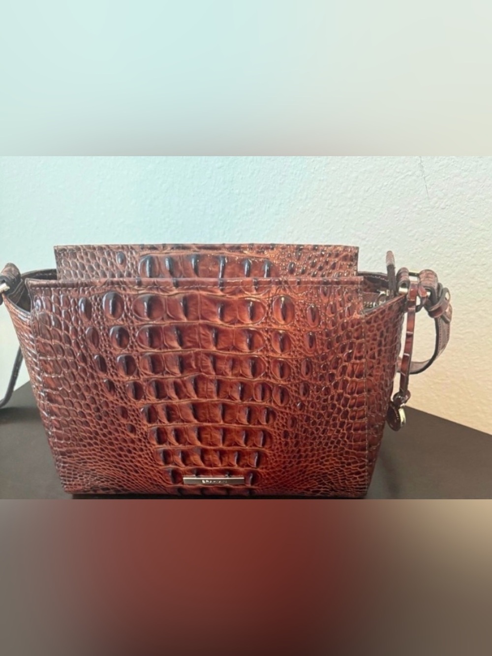 Brahmin Pecan Melbourne Croc Print Bag